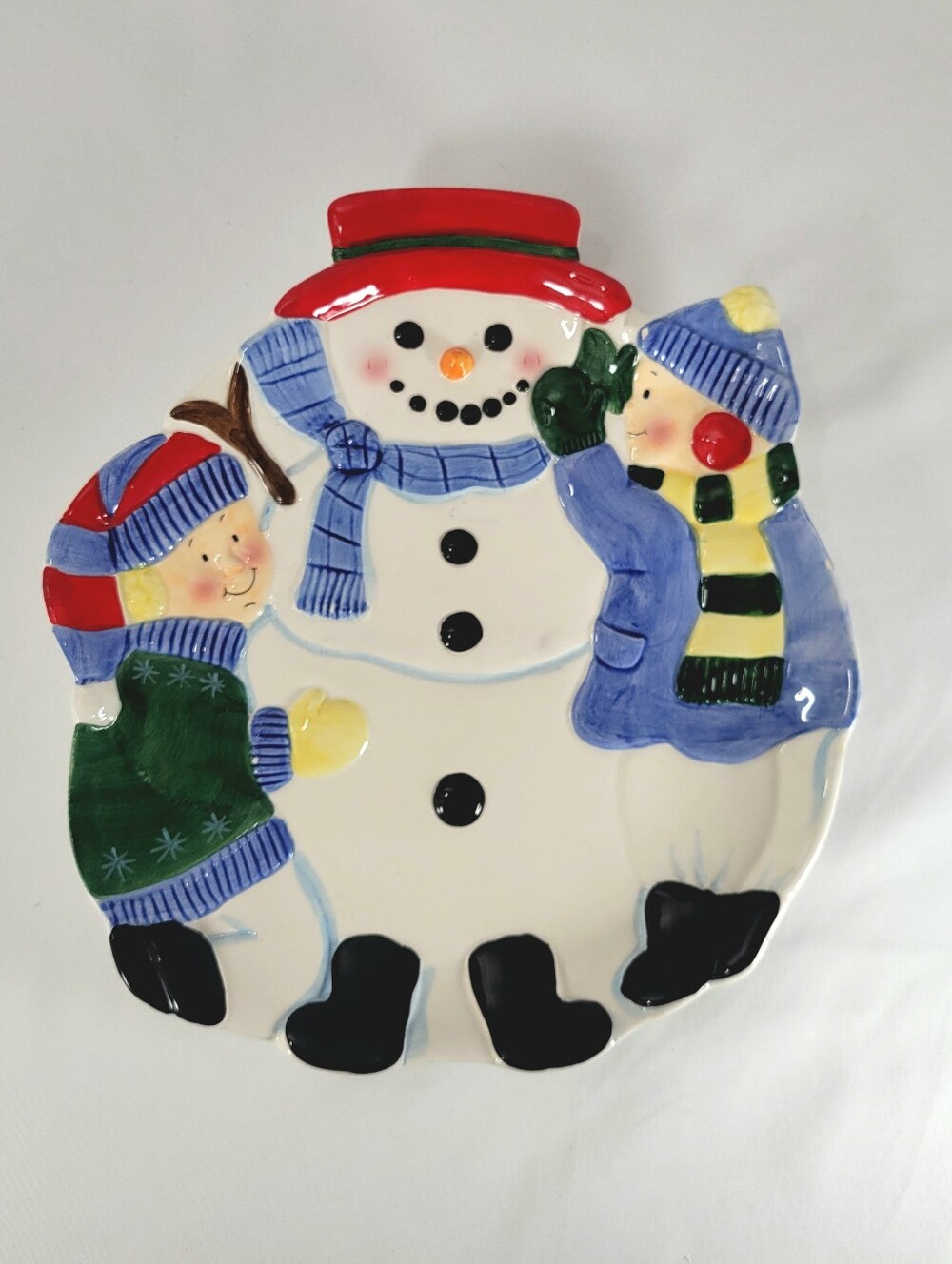 Pfaltzgraff Snow Village Decorative Snowman Plate Christmas Holiday Vintage